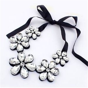 Clear flower lace statement choker necklase